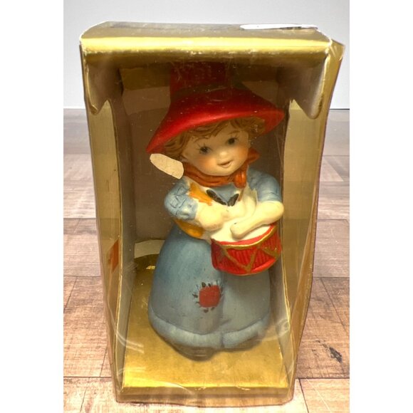 Vintage Ceramic Girl Figurine Bell Drummer Musical Decor - Picture 1 of 4